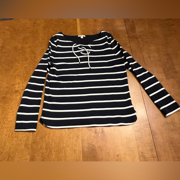 Barbour Watergate Overlayer Henley Lace Striped Blue White 6 top shirt ties smal - Picture 1 of 7